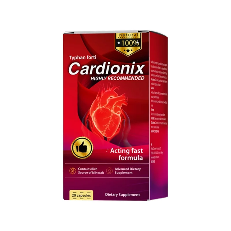 Cardionix — box and bottle of the botanical dietary supplement in capsules