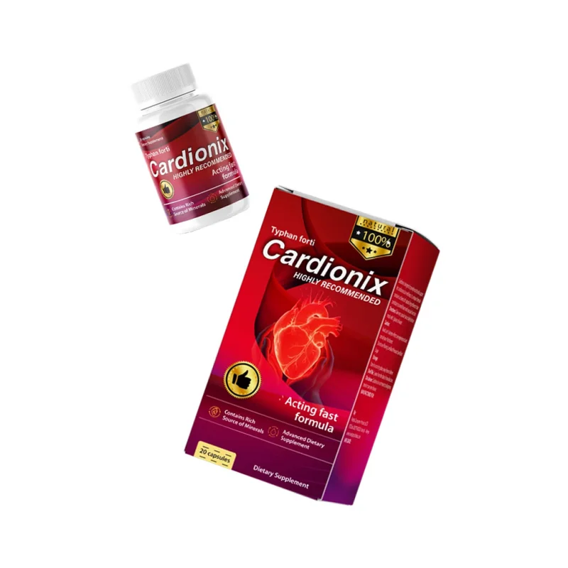 Cardionix — box and bottle of the Typhan forti dietary supplement, 20 capsules